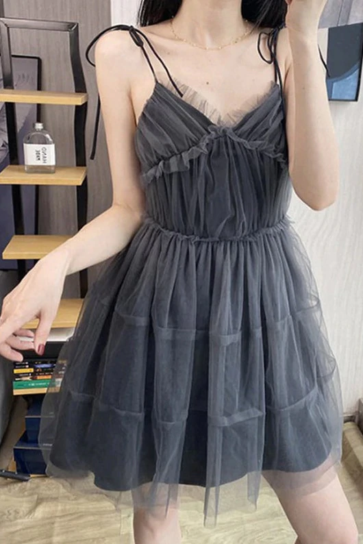 Lolita A-line Black Gothic Puff Mesh Pleated Mini Prom Dress GJS669 Alinepromdress Lolita A-line Black Gothic Puff Mesh Pleated Mini Prom Dress GJS669 Alinepromdress