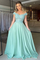 Off Shoulder Blue/Pink/Green/Burgundy Lace Top Long Prom Dress GJS681