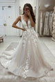 Stylish v neck lace long A line prom dress evening dress ADJ003