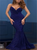 Sparkly Sequin Mermaid Backless V Neck Prom Dresses LBQ1526