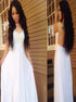A Line Spaghetti Straps Backless Chiffon Prom Dresses With Appliques LBQ0257