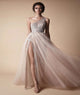 One Shoulder Tulle Sequins With Slit Prom Dresses