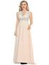 A Line Chiffon Scoop Open Back Prom Dresses With Appliques and Rhinestones LBQ0287