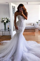 Mermaid Sweetheart Tulle Lace Appliqued Wedding Dress LBQW0175