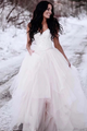 A Line Spaghetti Straps Lace Wedding Dress LBQW0012