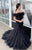 Off the Shoulder Black Mermaid Long Prom Formal Dresses GJS384