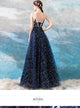 Fancy Blue A Line Sleeveless Open Back Long Prom Evening Dress ZXS481