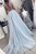 Blue V Neck Tulle Beadings Prom Dress LBQ0930