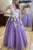 A-line Purple Prom Dresses Handmake Flowers Formal Evening Dresses GJS268