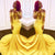 Mermaid Yellow Long Sleeves Appliques Lace Prom Dress LBQZ3188