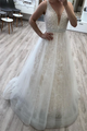 A Line V Neck Appliques Organza Wedding Dresses LBQW0161