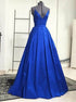 Chic A Line Spaghetti Straps Satin Pleats Prom Dress LBQ0548