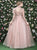 A Line Pink Chiffon Lace Up Appliques Open Back Prom Dresses