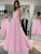 A Line Pink Long Prom Dresses, Backless V-neck Evening Dresses GJS269