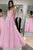 A Line Pink Long Prom Dresses, Backless V-neck Evening Dresses GJS269