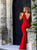V Neck Open Back Spandex With Appliques Prom Dresses