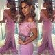 Purple Lace Off Shoulder V-Back Cocktail Evening Party Prom Dress GJS425