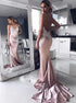 Pearl Pink Backless Appliques Prom Dress LBQ0401