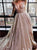 A Line Deep V Neck Silver Sequin Open Back Prom Dresses