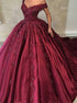 Off The Shoulder Ball Gown Appliques Prom Dresses Satin LBQ0320