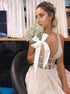 Chic Silver V Neck Beadings Prom Dresses LBQ0397