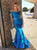 Two Piece Mermaid Off the Shoulder Royal Blue Prom Dress LBQ0338