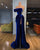 Blue One-shoulder Long Prom Evening Dress with Split Front GJS028