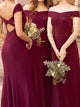 A Line Burgundy Chiffon Bridesmaid Dresses with Pleats