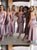 Sheath Spaghetti Straps Tea Length Lilac Bridesmaid Dress With Split LBQB0042