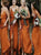 A Line V Neck Orange Bridesmaid Dresses with Split 