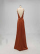 A Line V Neck Open Back Chiffon Floor Length Bridesmaid Dresses