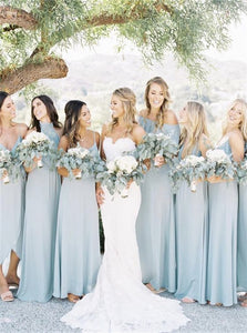 Spaghetti Straps Sleeveless Floor Length Bridesmaid Dresses