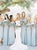 A Line Blue Chiffon Bridesmaid Dresses with Pleats
