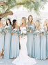 A Line Blue Chiffon Bridesmaid Dresses LBQB0033