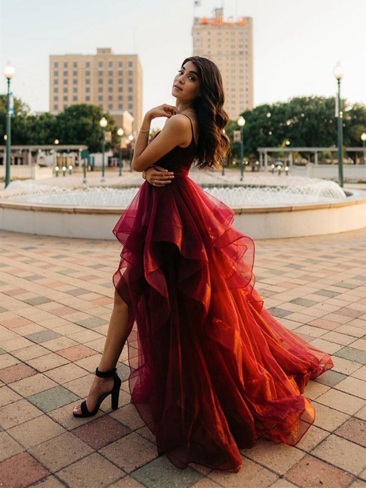 Burgundy High Low Prom Dresses, Wine Red Formal Evening Dresses GJS036 Alinepromdress Burgundy High Low Prom Dresses, Wine Red Formal Evening Dresses GJS036 Alinepromdress
