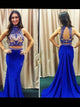 Mermaid High Neck Chiffon Prom Dresses 