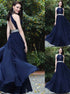 Chiffon A Line Scoop Floor Length Open Back Prom Dress LBQ0443