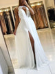  A Line With Appliques Open Back Halter Chiffon Prom Dresses with Slit