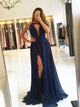  A Line With Appliques Open Back Halter Chiffon Prom Dresses