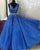 Royal Blue Lace V Neck Long Prom dresses  with Beading Belt GJS321