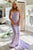 Elegant Open Back Lavender Satin Long Prom Dress with High Slit GJS705