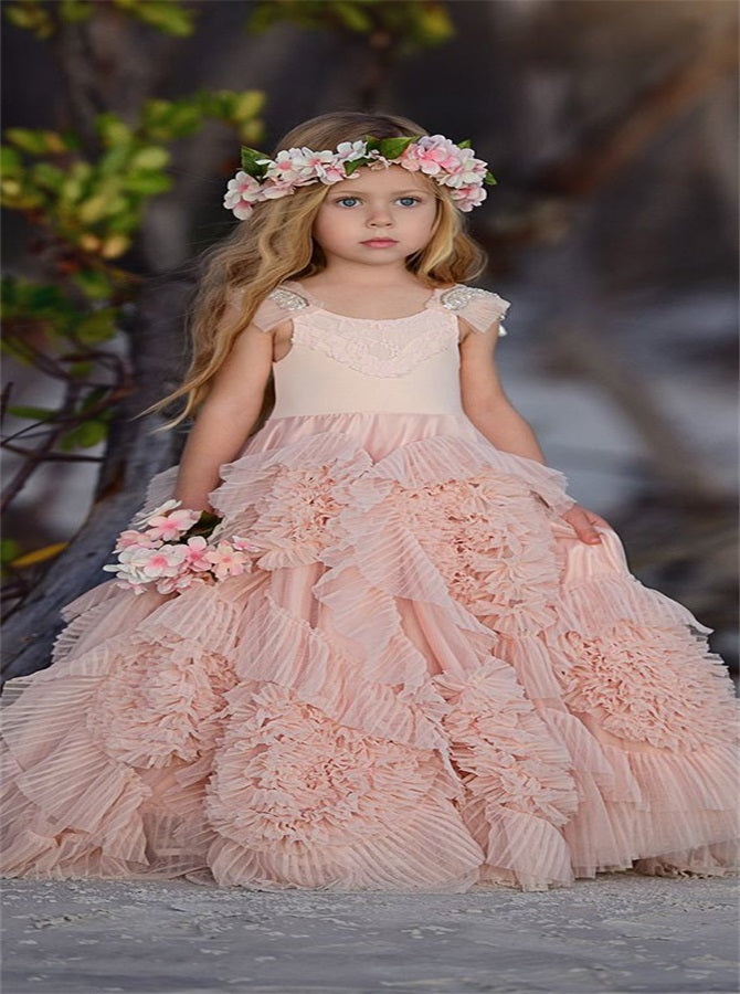 A Line Tulle Flower Girl Dresses with Beadings | Alinepromdress A Line Tulle Flower Girl Dresses with Beadings | Alinepromdress