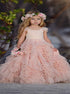 A Line Tulle Flower Girl Dresses with Beadings LBQF0041