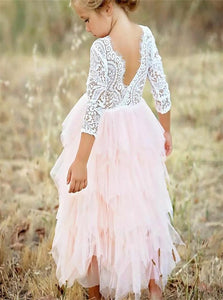 A Line Tulle White Flower Girl Dresses