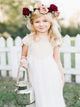 Cap Sleeves Lace and Chiffon Ivory Flower Girl Dresses