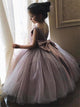 Ball Gown Mauve Tulle Flower Girl Dresses with Bow 