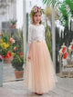 Two Piece Floor Length Flower Girl Dresses with Lace