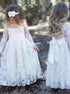 White Lace Flower Girls Dresses LBQF0022