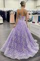 Gorgeous Purple Lace Beaded Long Prom Dress Sweetheart Ball Gown  GJS120