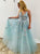 A Line Appliques Straps Tulle Mint Green Prom Dresses